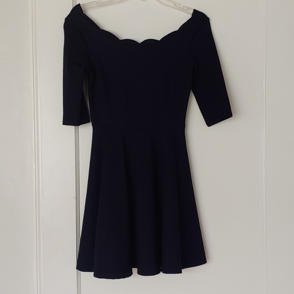Navy Lulu's Tip the Scallops Skater Dress Sz S - Picture 4 of 6